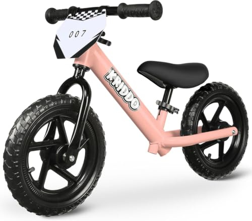 KRIDDO Toddler Balance Bike 2 Year Old, Kids Bike for 2-5 Years, Adjustable | 12 Inch Kids Balance Bike with Customisable Plate (3 Sticker Sets), Gift Bike for 2-3 Boys Girls, Easy to Assemble, Pinka