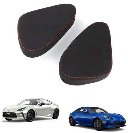 KUNGKIC for Toyota GR86 Subaru BRZ 2022 2023 2024 2025 Soft Knee Cushion Car Knee Leg Pillow Pad for Driver Seat & Passenger Seat Automotive Interior Accessories 9002 Color Italian Top Suede Red Line