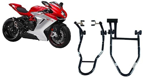 Coppia di cavalletti alzamoto alza moto per alzare la ruote posteriore monobraccio e anteriore compatibile con MV Agusta F3 800 o 675 sollevare avantreno retrotreno