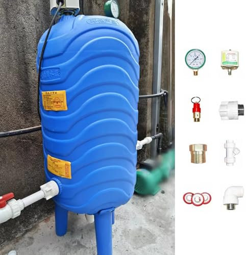 Tanque de pozo Depósito de Agua a Presión para Riego/ Sótano, Tanque a presión doméstico para pozos con presostato/válvulas de seguridad, Tanque de almacenamiento de agua de 60 100 200 300 L(66Gal/250