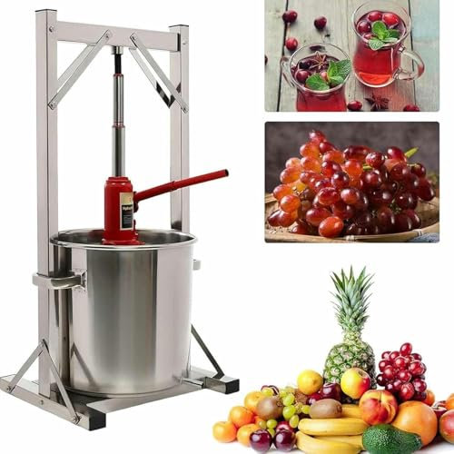 HDMOZUYT Pressoir à Fruits et à vin, Fournitures et équipements de vinification de Raisin, avec vérin hydraulique, pour l'extérieur, la Cuisine et la Maison ~/ (36L)