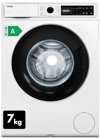 VESTEL WMI 76341 Waschmaschine 7 kg Frontlader – 1400 U/min, Energieeffizienzklasse A, Inverter-Motor, Dampffunktion, AquaStop, leise, freistehend, weiß
