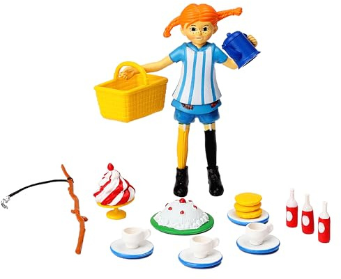 Pippi Langstrumpf Zubehör-Set Kaffeekränzchen – Offiziell Lizenziertes Produkt – Puppenhauszubehör für Kinder – 19-teilig – Schwedisches Design