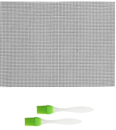 Set di tappetini per barbecue, griglia antiaderente in nero, 40 x 30 cm, resistente al calore, riutilizzabile, tappetino per barbecue a gas e carbone