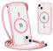 Yoedge Magnetica Cover per iPhone 13 Mini con Cordino 5,4, Compatibile con Magsafe, Traslucida Opaca Ultra Sottile Silicone TPU Antiurto Custodia con Collana Laccio Tracolla per iPhone 13 Mini, Rosa