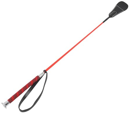 Asixxsix Riding Crop For Horses, 26.8inch PC Fiber Rod and Leather Equestrianism Horse Whip Horse Riding Crop with Rubber Wrist Strap Horse Whip for Training Horse and Pet (Rojo)