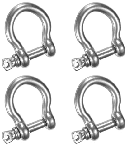 TIXIPEM Grillo ad anello a D in acciaio inox 304 da utilizzare per catene da campeggio e funi metalliche all'aperto, 3,9 mm, 100 kg, 4 pezzi