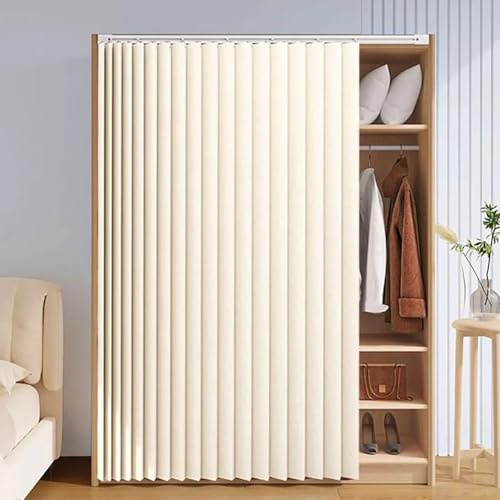 Generico Tenda Autoadesiva per Armadio Tenda Scorrevole Antipolvere per Scaffali Aperti Ufficio, Aula, Spazio di Lavoro, Divisorio, Libreria, Decorazione per Armadio,Bianca,90cmW/150cmH