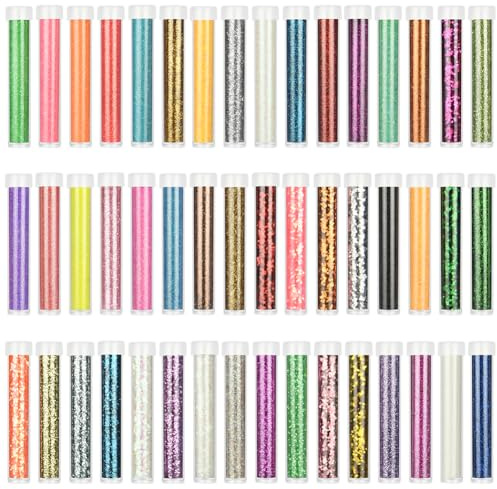 Alaoo Purpurina Polvo Set, 48 colores purpurina manualidades, Brillos Corporales, Fine Glitter, Glitter Maquillaje, Maquillaje, Peluquería, Fiesta DIY Hecho a Mano Decoración