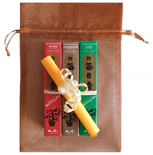 TRIMONTIUM Räucherstäbchen Geschenkset »Schätze des Orients« (Salbei, Weihrauch, Myrrhe) in Organzasäckchen, Kräuter/Harze/Wurzeln/ätherische Öle, Natur, 18 x 10 x 4 cm