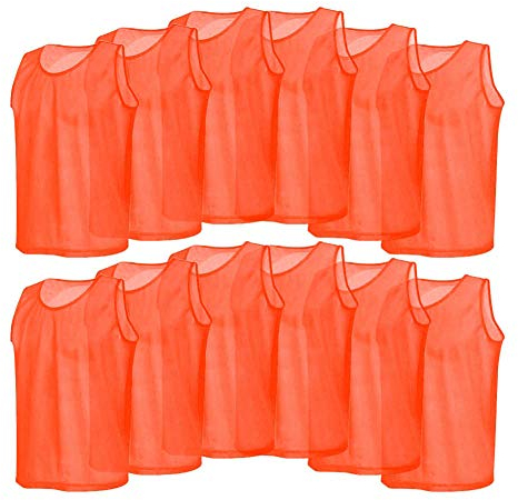 12 Stück Mesh Trimmage Erwachsene Fußball Trainingsweste Trainingsleibchen Markierungshemd Weste Atmungsaktiv Erwachsene Trikots Lätzchen für Volleyball Fußball Basketball (Orange)