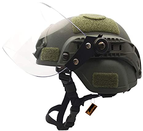 Koyheng Casco Mich 2000 Ligero y rápido con Visera Transparente para Airsoft Paintball CS War Games Deportes al Aire Libre