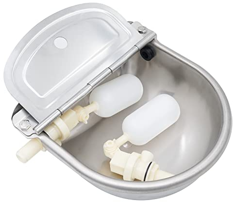 Abbeveratoio Automatico per Il bovini in Acciaio Inox, Abbeveratoio per Cavalli con Valvola Galleggiante in Plastica Sostituibile,Beverino per Cani per Cavalli,Mucche,Pecore,Maiali,Alpaca