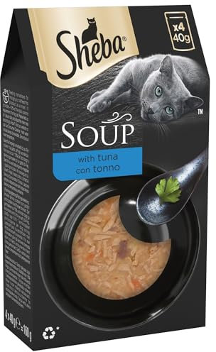 Sheba Classics Cat Food Wet - SOUP Cat Pouches with Tuna Fillets, 10 x 4 x 40g