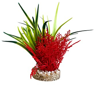 Tyrol - Planta Artificial para Acuario - Decoración de Plástico sobre Base - Coral y Planta de Interior - Anclaje Fácil en el Fondo - Fabricado en Francia