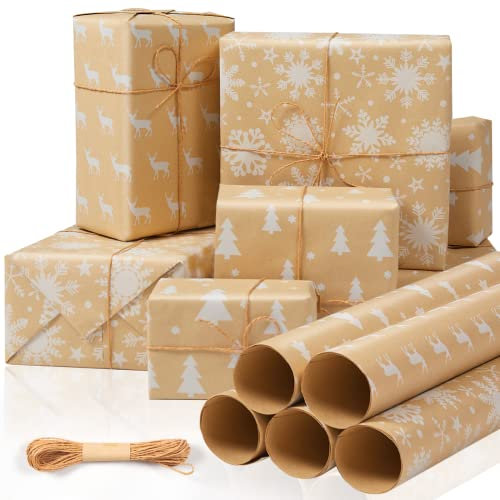 Weihnachtspapier Geschenkpapier,5 Rollen in 1 Rolle Weihnachts Geschenkpapier Set Weihnachtsgeschenkpapier Weihnachten Geburtstag Geschenkverpackung für Kinder Xmas Weihnachten Papier Geschenke
