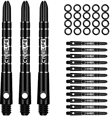 CyeeLife Aluminum Dart Schäfte 15 Stück,2BA Dartpfeile Stems 48mm Schwarz