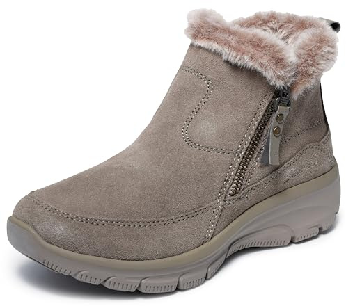 Skechers Women's Easy Going Cool Zip! Boots, Taupe Suede, 6 UK