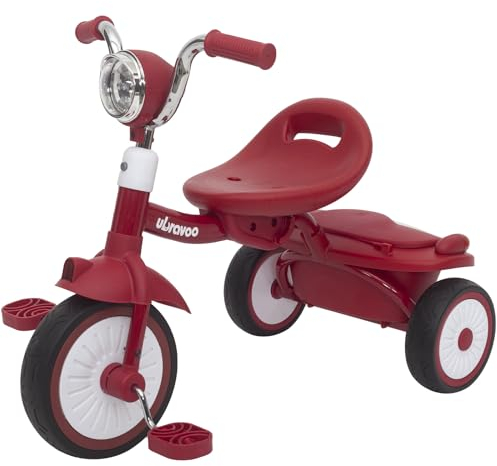 UBRAVOO Baby Dreirad - Klappbares Kleinkind-Dreirad Mit Pedalen, Coolen Lichtern, Robusten Rädern Und Bequemem Sitz - Erstes Lauflern-Fahrzeug Für 1-5 Jahre Alte Mädchen Und Jungen (Rot)