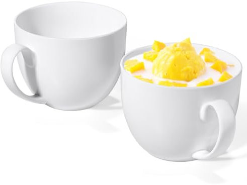 Fine Bone China Coffee Cups Set (22oz white, 2 PCS)