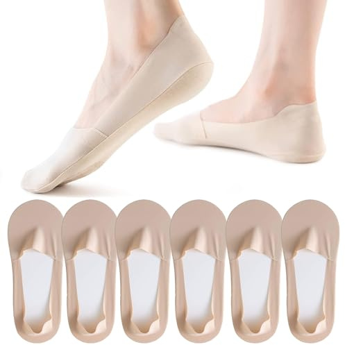 FCHUI Womens No Show Socks – 6 Pairs Ice Silk Invisible Shoe Sock Thin No Show Low Cut Liner Socks Non Slip Boat Socks