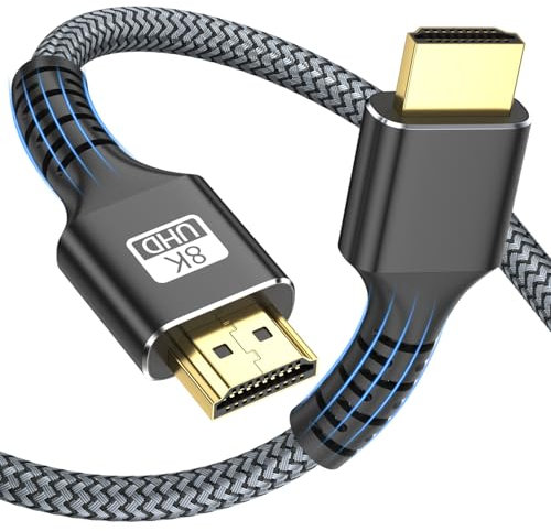 looyotul 8k Cable HDMI 2m ultra alta velocidad HDMI 2.1 Cable 8K@60HZ 4K@120HZ Línea 48 Gbps para tvad,ps4,ps5,Monitor laptop,xbox,hdcp 2.2 y 2.3,soporte hdr,earc,ethernet,dolby.(Negro)