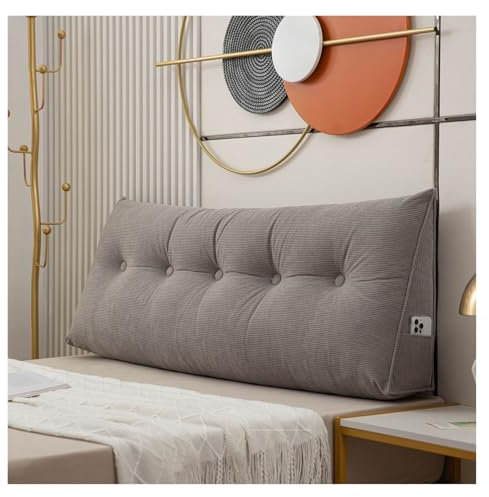 Keilkissen for das Kopfteil, Lesekissen aus Cord for Einzelbett, großes Nackenrollen-Dreieckskissen mit abnehmbarem Bezug for Tagesbetten im Schlafsaal(Gray,80 * 50 * 20cm)