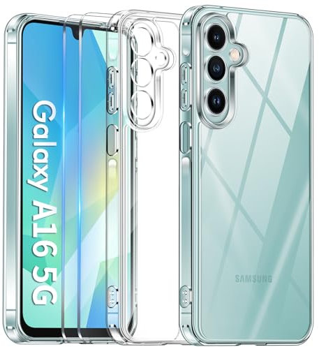 COPIKE Camera Protection for Samsung Galaxy A16 4G / 5G Phone Case with 2 Pack Screen Protector, Anti-Scratch Shockproof Protection, Slim Anti-Yellowing Samsung A16 Case, Clear