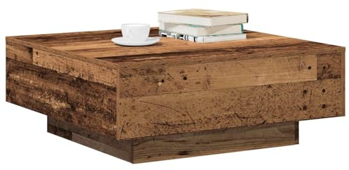 vidaXL Rustikt Kaffe bord i Massivt Trä 80X80 cm Hållbar Ekfinish Inomhus Vardagsrumsmöbel Dekorativ Naturlig Fyrkantig Stylisk