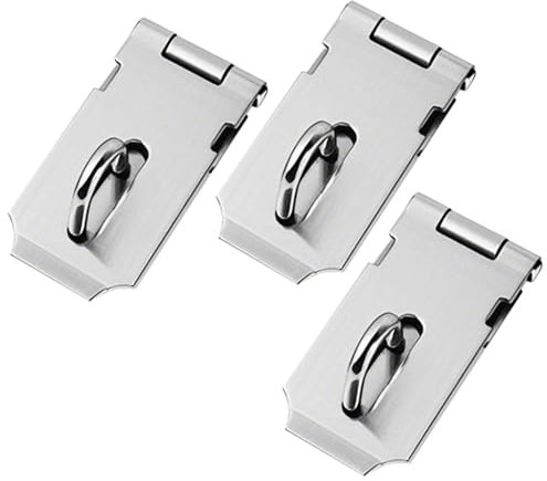 3 Pcs Stainless Steel Padlock Hasp Latch 2 Inch Door Latch Catch for Door, Window, Cabinet, Pet Cage, Crate, Locking Hardware Accessories, Small Padlock Hasp for Gate, Cabinet Fittings