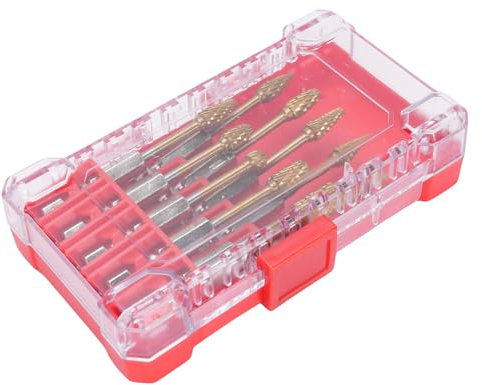 Set di Frese Rotanti in Acciaio Al Tungsteno con Gambo Esagonale 1/4 di Pollice Placcato in Titanio per Rettifica, Intaglio e lucidatura. Dettagli