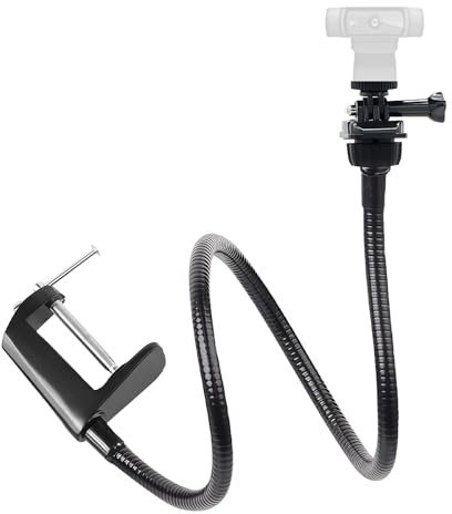 WIYETY Support pour webcam, support réglable en col de cygne de 66 cm, support de fixation de bureau pour appareils photo Brio Logitech C920, C922x, C930e, C922, C930, C615, avec filetage 1/4