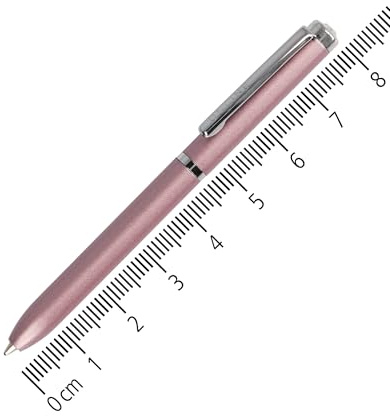 ONLINE Mini penna a sfera Rose – Portafoglio Kuli con meccanismo a rotazione e clip in metallo I 8 cm in miniatura con mina D1, colore inchiostro blu, elegante mini uli rosa da viaggio