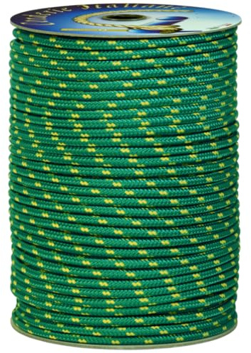 006111276 Treccia surf verde, 4 mm - 50 mt, Corda intrecciata multiuso resistente ai raggi U.V. e all'abrasione, per attività all'aperto, giardino, mare, guinzagli e fai da te, rottura 175 kg