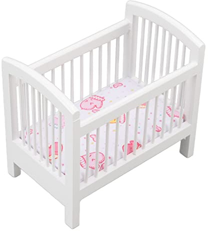 Acouto Culla in Miniatura per Casa delle Bambole, Letto da Gioco in Legno di Betulla per Bambole, Design Ad Alto Dettaglio per Bambini e Appassionati di Box/Cover delle