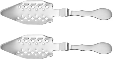 OATIPHO 2 Cucharas de Absenta de Acero Inoxidable Plata Accesorio de Barra Multifunción para Preparar Absenta Diseño Delicado y Apto para Vasos