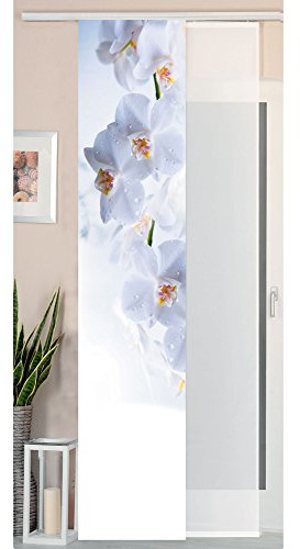 Gardinenbox 80400 Lot de 2 Rideaux coulissants Aspect Soie Sauvage et Panneau Voile Blanc orchidée 245 x 45 cm