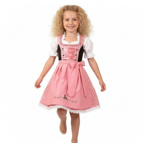 Kiddy Tracht 3pcs. Girls Dirndl German Dress for Girls KD-226/128 Pink