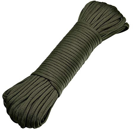 DonDon 30 meter långt tygband nylonsnöre paracord-rep överlevnadsrep för hantverk och campingaktiviteter utomhus 4 mm - 7 snören mörkgrön
