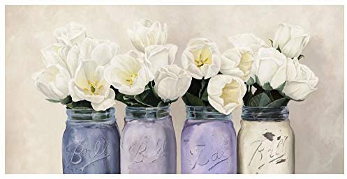 Artworks Italia Tulipanes en tarros Mason (detalle) - Arte de papel, 74 x 38 pulgadas
