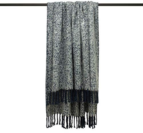 furn. Weaver Espiga Throw-Acrílico-Navy-130Cm X 180Cm, Acrílico, La Armada, 130Cm X 180 Cm (51 X 71 Pulgadas)