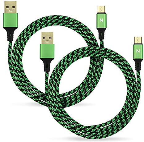 NITHO Cavo Micro USB, [2 Pezzi, 4M] Cavo di Micro B Ricarica Rapida per il Controller Xbox One, PS4 e Dispositivi con Interfaccia Micro-B, Micro USB per Tablet, Laptop, Telefono - Verde