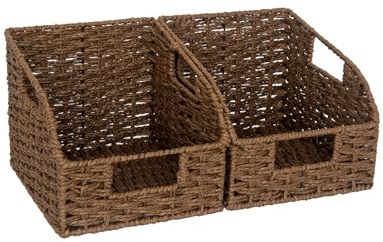StorageWorks Wicker Baskets for Organizing, Pantry Organizers and Storage, Round Paper Rope Storage Basket for Pantry Shelves, Brown, 2 Pack