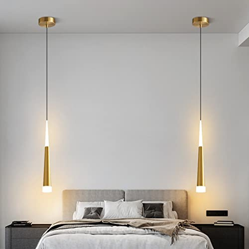 Zi Yang Lampe Suspendue,LED Chambre Chevet Design Moderne Lampe à Suspension Table à Manger 5W Réglable en Hauteur Luminaire Suspensions Aluminium 3000K Lustre pour Salon Salle à Manger,d'or