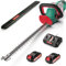 HYECHO Akku-Heckenschere, 36 V, 2 x 2,0 Ah, bürstenloser Akku, elektrische Heckenschere, 60 cm Dual-Action-Klingen, 26 mm Schnittdurchmesser, Doppelschalter und Sicherheitsschild (Akku und Ladegerät
