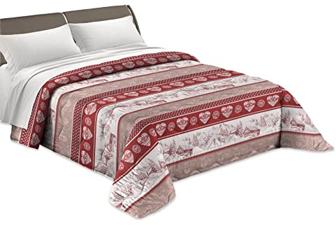 Tata Home Trapuntino Copriletto Trapuntato Primaverile Estivo 100 gr/mq Quilt Leggero Letto Singolo 160x260 cm Fantasia Tirolese Made in Italy MOD. Alpin