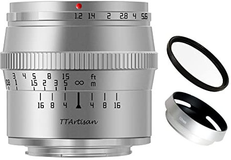 TTArtisan 50mm F1.2 APS-C Messa a Fuoco Manuale Grande Apertura Obiettivo Fisso Argento per Panasonic/Sigma/Leica L Mount Camera T TL TL2 CL FP