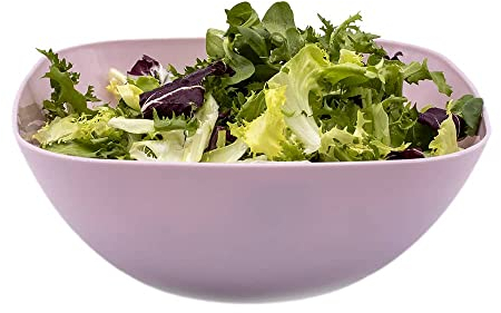 CABLEPELADO - Cuenco de plastico cuadrado para comida - bol - recipiente - plato - ensaladera - vasija - Libre BPA - lavavajillas - 2.7 Litros - color rosa claro