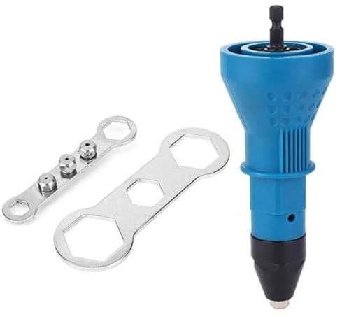 1/4-Inch Hex Shaft Blind Rivet Gun Adapter for Cordless Electric Drill Riveter Tool Kit Insert Nut Tool Set (Blue)