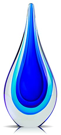 Escultura de vidrio azul Modern Glass Art Collection Pisapapeles, decoración de estilo mediterráneo Estatua de cristal de gota de agua, para decoración de vidrio familiar, figuras coleccionables